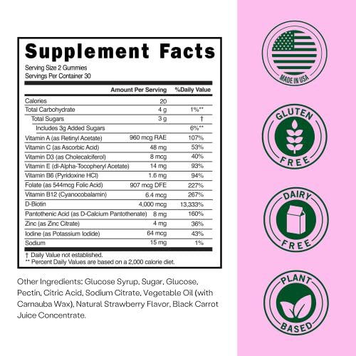 Gomas de Pele 60 Multivitaminas Retinol Gummy | Suplemento de Vitamina A para Anti-Envelhecimento, Brilho, Juventude - Embody