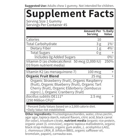 Gomas de Vitamina D3 K2 com Prebióticos – Fortaleça sua Saúde com Deliciosos Gummies - Garden of Life
