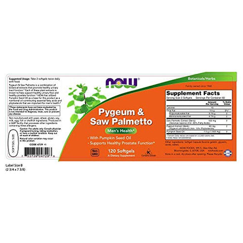 Pygeum – Extrato de Pygeum Africano 100mg – Suporte à saúde da próstata – 60 cápsulas - NOW Foods