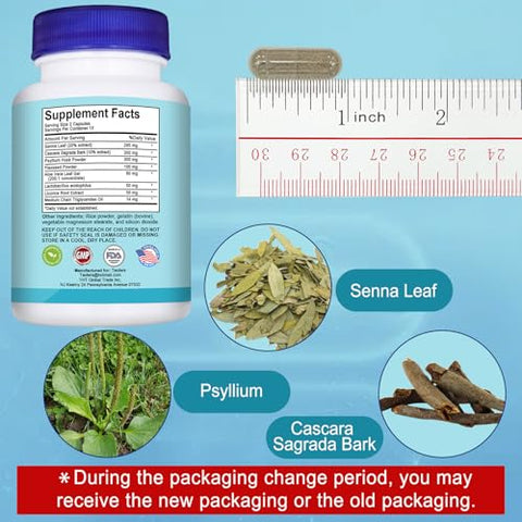 TAOTERS - 15 Dias de Limpeza Suporte Intestinal 2 Pacotes | Colon Broom, Suplemento Detox com Sene, Cascara Sagrada | Marca em Destaque