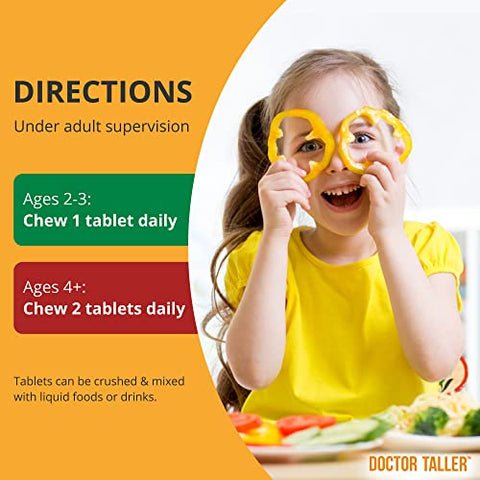 NuBest - Doctor Taller Kids – Multivitaminas Infantis, Vitaminas para Crianças – Fortalecimento Ósseo, Imunidade Reforçada com Cálcio, Multivitaminas para Idades de 2 a 9 – Sabor Uva – 90 Veganas