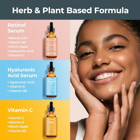 1HEROLABS - Conjunto de Serum Facial – Serum de Retinol, Vitamina C
