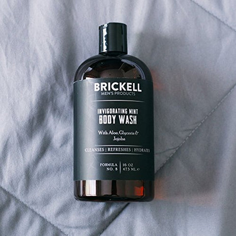 Brickell Men's Products - Gel de Banho Refrescante de Hortelã para Homens Brickell, Natural e Orgânico, Limpeza Profunda com Aloe Vera, Glicerina e Jojoba, Livre de Sulfatos