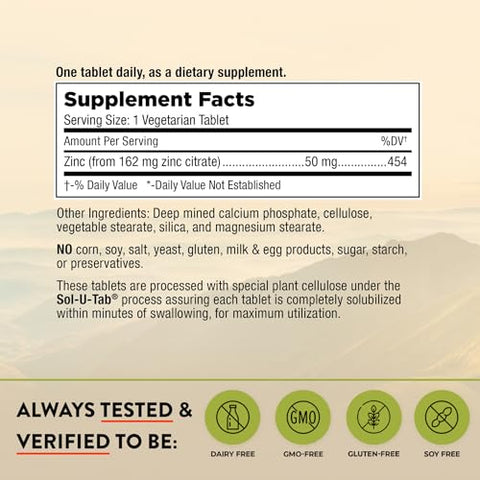 Citrato de Zinco 50mg – Quelato de Citrato de Zinco – 60 Comprimidos Vegetarianos - Mt. Angel Vitamins