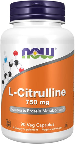 NOW Foods - Now Foods L-Citrulline 90 Cápsulas – Aumente a Energia e o Desempenho Físico