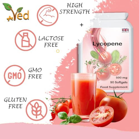 Lycopene 500 mg | 90 softgel, 6 Meses de Fornecimento (Pacote com 2) | Alta Concentração de Licopeno | Saúde e Bem-Estar - Ved