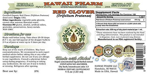Extrato Líquido de Trevo Vermelho Sem Álcool, Glicerito de Semente de Trevo Vermelho (Trifolium Pratense) Herbal Natural, Hawaii Pharm, EUA 118 ml