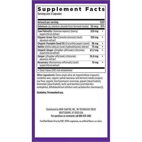 Prostate 5LX™ – Suplemento de Próstata com Saw Palmetto e Selênio Fermentado – 180 cápsulas vegetarianas - New Chapter