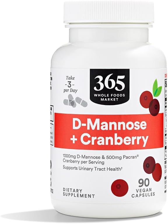 D-Mannose com Cranberry, 90 Cápsulas – Benefícios para a Saúde Urinária - 365 by Whole Foods Market