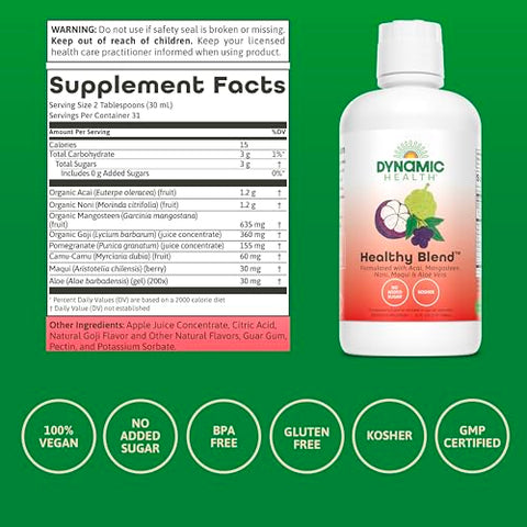 Healthy Blend com Açaí, Mangostão, Noni, Maqui – 100% Natural e Rico em Antioxidantes | 500ml - Dynamic Health