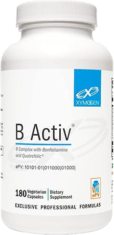 B Activ Complexo de Vitamina B com Benfotiamina, Metilfolato, Biotina, Vitamina B6 – Suplemento Energético Vitamina B12 (Metilcobalamina b12) – Suporte Adrenal Suporte de Humor - XYMOGEN