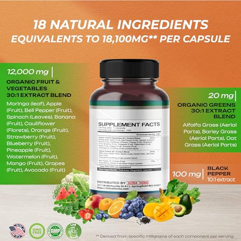 ULTRA HERBS - Superfood Greens 18 IN 1 – 18,100mg com Frutas | Potência de 18 Super Alimentos | Marca: Superfood Greens