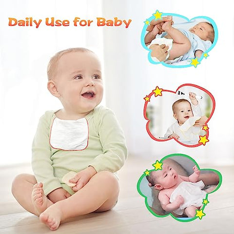 FAMOPLAY - 54 Pacotes de Lenços de Flanela Reutilizáveis para Bebês com Dispenser de Lenços Azuis, Reutilizáveis