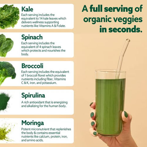 Greens Powder: Mistura de Probióticos, Spirulina e Superfood Diário para Suporte Imunológico e Digestão - Suja