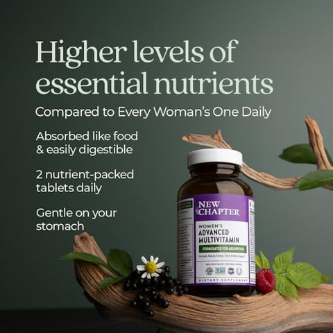 Fórmula Avançada de Multivitamínico para Mulheres: Estresse, Ossos, Imunidade, Beleza - New Chapter