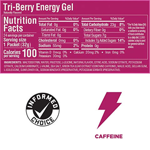 GU ENERGY GEL - GU Energy Gel Original: Energia Vegana, Sem Glúten, Kosher e Sem Laticínios para Qualquer Treino – 24 Unidades, Sabor Tri-Berry
