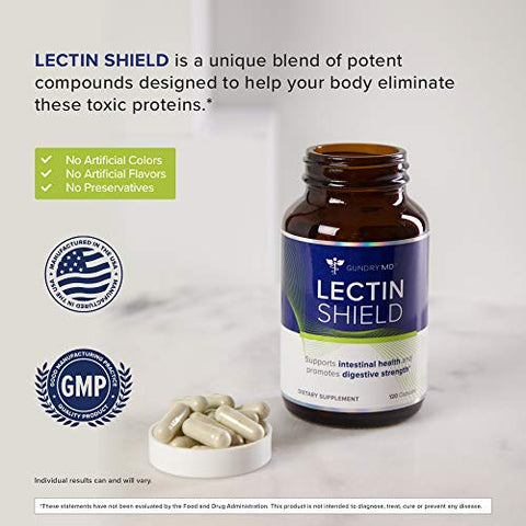 Lectin Shield™: Suplemento para Saúde Intestinal e Fortalecimento Digestivo, 120 Cápsulas - Gundry MD