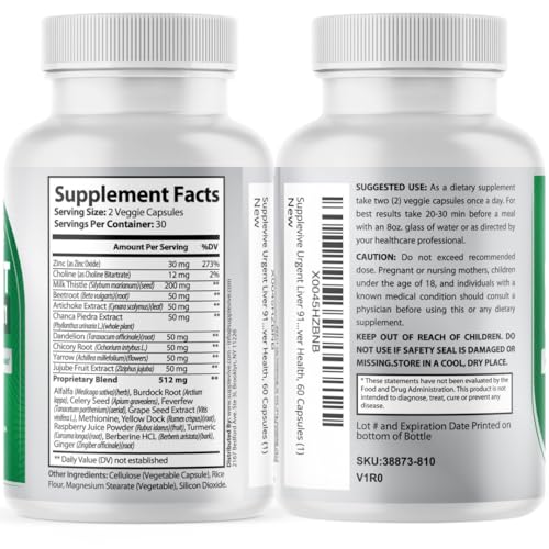 Supplevive - Urgent Liver 911 – Suporte Herbal para o Fígado, Limpeza e Desintoxicação – Marca em Destaque