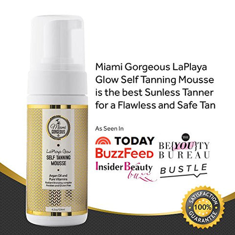 Miami Gorgeous - Mousse Autobronzeador LaPlaya Glow Instante Bronzeado Natural Ingredientes Orgânicos Garantia de Satisfação 120ml Melhor Autobronzeador Natural