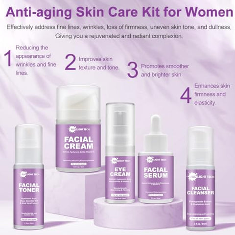 FULLLIGHT TECH - Kit de Rotina de Cuidados Anti-Envelhecimento para Mulheres, Reduz Rugas