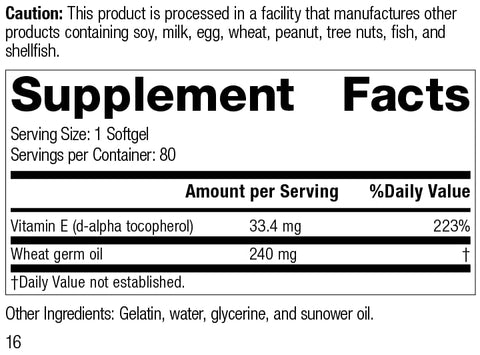 Standard Process Inc. - Óleo de Gérmen de Trigo Fortificado Standard Process – Suporte para Exercícios, Antioxidante e Imunidade com Vitamina E e Óleo de Gérmen de Trigo – 80 Softgels