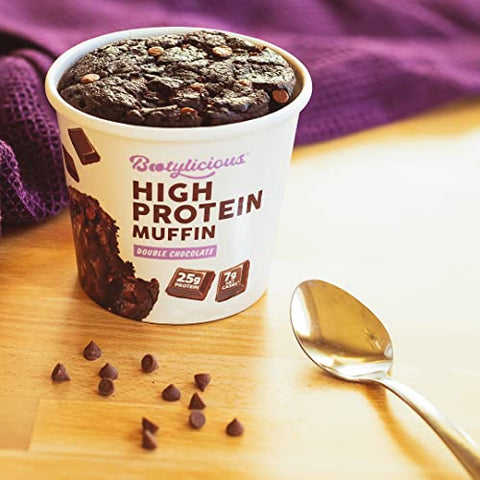 Muffin de Alta Proteína | 25g Proteína, 7g Carboidratos Líquidos, 65-81g Copo, 12-Pack (Chocolate Duplo) - Bootylicious