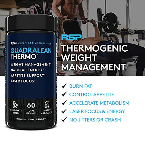 RSP NUTRITION - RSP Nutrition QuadraLean Termogênico Queimador de Gordura para Homens – 60 cápsulas