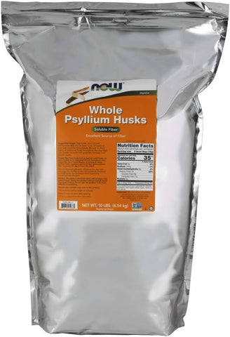 Suplementos, Casca de Psyllium Integral, Verificado pelo Projeto Non-GMO, Fibra Solúvel, 10 Libras - NOW Foods