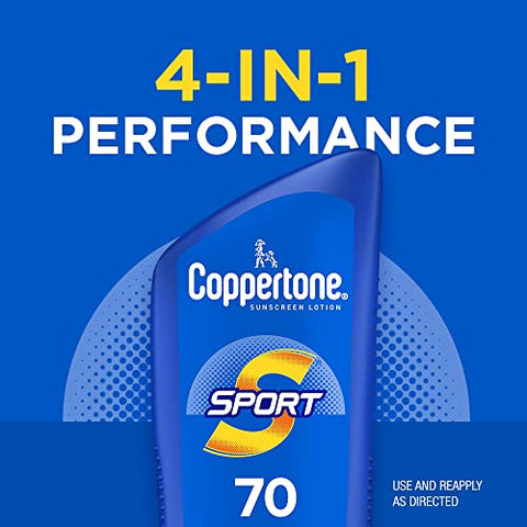 SPORT Protetor Solar FPS 70 Loção Resistente à Água, Amplo Espectro, Embalagem Econômica, 200 ml, Pack com 2 Unidades - Coppertone