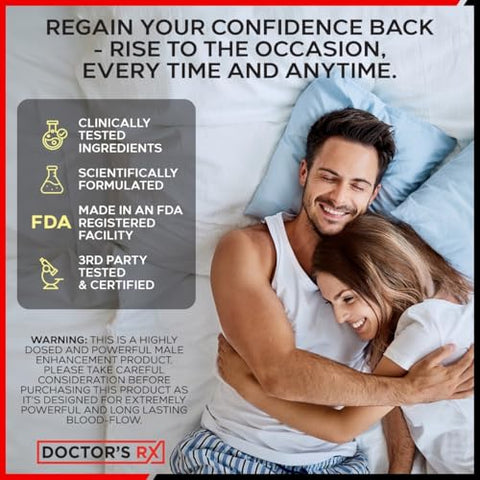 EPN Supplements - Pílulas Doctor’s RX para Homens – Ação Rápida para Disfunção Erétil | Suporte #1 para Aumento Masculino | Fluxo Sanguíneo Extremo para Fortalecer