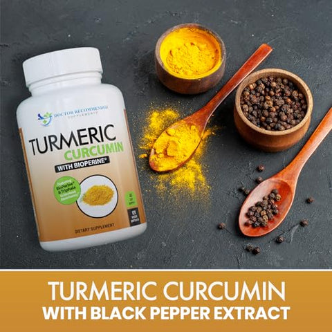 DOCTOR RECOMMENDED SUPPLEMENTS - Suplemento de Cúrcuma Curcumina – 2250mg/d – Cápsulas Vegetais – 95%% Curcuminoides com Extrato de Pimenta Preta (Bioperina) – Cápsulas de 750mg – 100%% Orgânico – Cúrcuma Mais Poderosa (Pacote com 3)