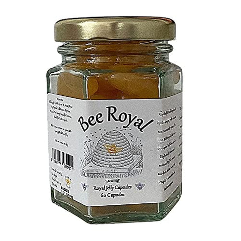 Bee Royal - Cápsulas de Geléia Real Fresca 500mg – 60 Cápsulas de 100% Geléia Real da Rainha Fresca, Não Liofilizada – Suporta Sistema Imunológico, Fertilidade, Gerenciamento de Energia, Reduz o Cansaço