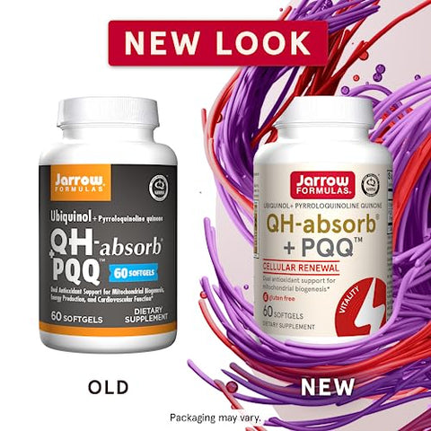 QH-absorb PQQ – Suporte Antioxidante para Biogênese Mitocondrial, Produção de Energia Celular e Saúde Cardiovascular – 60 Softgels, 60 Dias - Jarrow Formulas