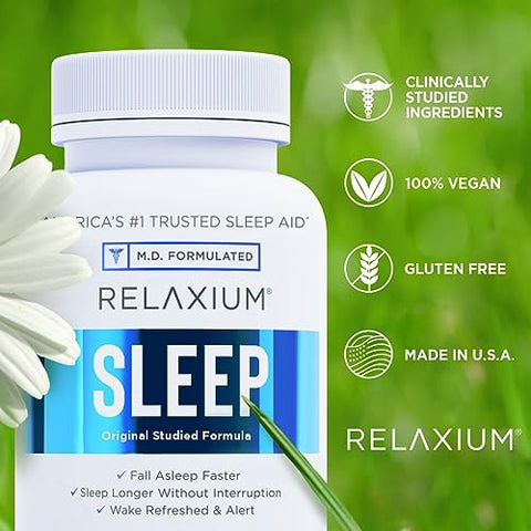 Sleep Aid para Adultos, Suplemento de Melatonina para Apoiar um Sono Mais Longo, Não Viciante, Magnésio, Ashwagandha, 60 Cápsulas, Fornecimento de 30 Dias - Relaxium