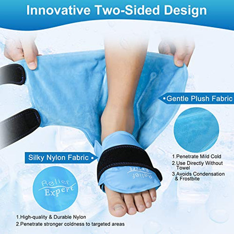 Relief Expert - Alívio Expert – Envoltório de Gelo para Tornozelo e Pé, Gel Reutilizável com Terapia de Compressão Fria, para Lesões, Tendinite de Aquiles e Fascite Plantar – Azul
