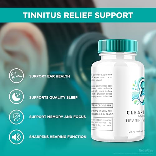 NutraRize - ClearTone Tinnitus – 2 Pacotes de Cápsulas para Audição – Saúde Geral do Ouvido – Suporte Auditivo Oficial – ClearTones Review (120 Cápsulas)