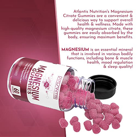 Atlantis Nutrition - Gomas de Magnésio – 770 MG Citrato de Magnésio – Promove Calma
