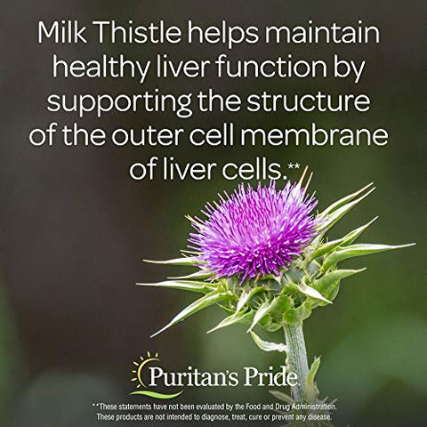 Puritan's Pride - Puritan’s Pride Complexo de Cardo de Leite para o Fígado, Suporta a Função Saudável do Fígado, 90 Comprimidos, Branco