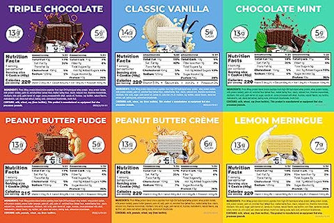 Barras de Wafer de Proteína, Pack Sortido com 6 Sabores – 30 Barras de 40g. Snacks de Alta Proteína com Sabor Delicioso - Power Crunch