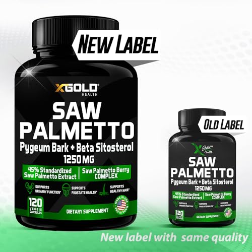 X Gold Health - X Gold Saúde Suplemento de Saw Palmetto para Próstata em Homens | Casca de Pygeum | Suplemento de Beta Sitosterol | Fórmula Potente 3X | Função Urinária Próstata | Bloqueador de DHT para Crescimento Capilar | 4