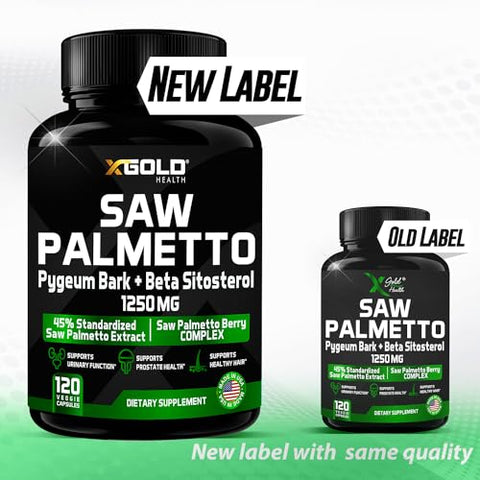 X Gold Health - X Gold Saúde Suplemento de Saw Palmetto para Próstata em Homens | Casca de Pygeum | Suplemento de Beta Sitosterol | Fórmula Potente 3X | Função Urinária Próstata | Bloqueador de DHT para Crescimento Capilar | 4