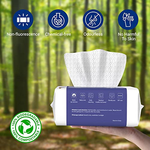 ourmed life - Toalhas Faciais Descartáveis Biodegradáveis Ourmed Life, Lenços de Limpeza Facial para Pele Sensível, Tecido Facial sem Fiapos para Limpeza, Cuidados com a Pele e Remoção de Maquiagem, Lenços Secos, 600 g