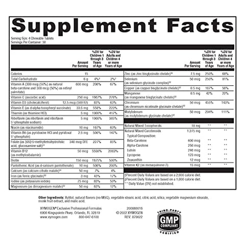 ActivNutrients Chewable para Crianças – Multivitamínico de Frutas Vermelhas para Crianças – Vitaminas e Minerais Quelados para Suporte Imunológico e Bem-Estar – Minerais Quelados, Vitaminas do Complexo B com - XYMOGEN