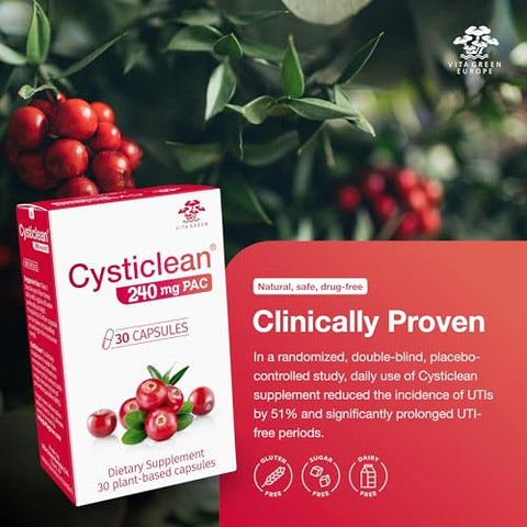Cysticlean - Suplemento Cranberry PAC 240mg para Saúde do Trato Urinário – Marca em Destaque