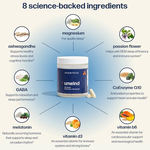 Premium Nootropic Unwind | Suporte para Níveis Saudáveis de Estresse | Marca Avantera - Avantera