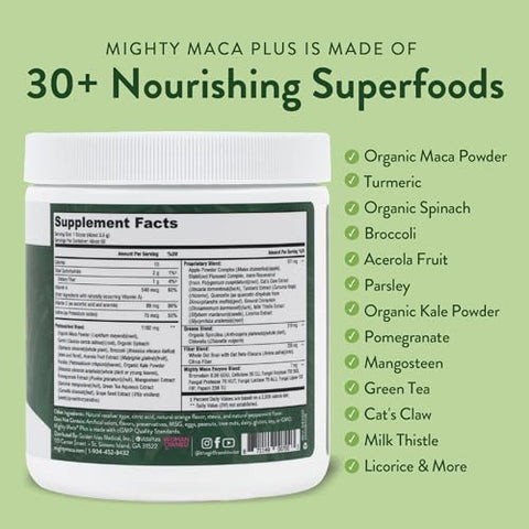 VIDAPURA - Mighty Maca Plus – Pó de Bebida Detox Keto de Raiz de Maca Orgânica Deliciosa, Superfoods Verdes, Natural e Alcalino