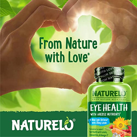 Eye Vitamins – Fórmula AREDS 2 com Nutrientes de Luteína, Zeaxantina, Vitamina C, E, Zinco, além de DHA – Suplemento para Olhos Secos, Visão Saudável, Suporte Ocular – 60 Cápsulas Veganas - NATURELO