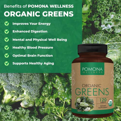 Suplemento Super Greens, Rico em Vitaminas de Superfoods – 100g - Pomona Wellness