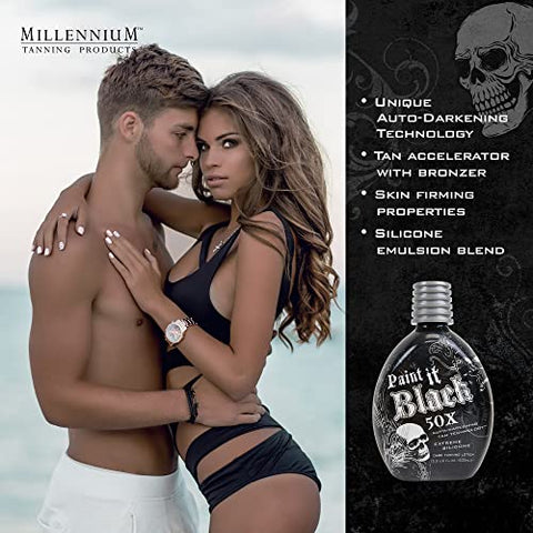 Millennium Tanning Products - Millennium Tanning Paint It Black 50X – Loção Bronzeadora Extrema Escura, 13.5 Onças (400 ml)