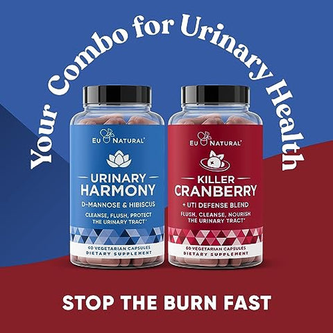 Eu Natural - Suplemento Urinário Duo, Cranberry Harmony Killer, Blends UT Defense, D-manose – Marca Urinary Tract